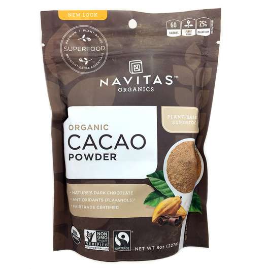 Основне фото товара Navitas Organics, Organic Cacao Powder, Порошок Какао, 227 г