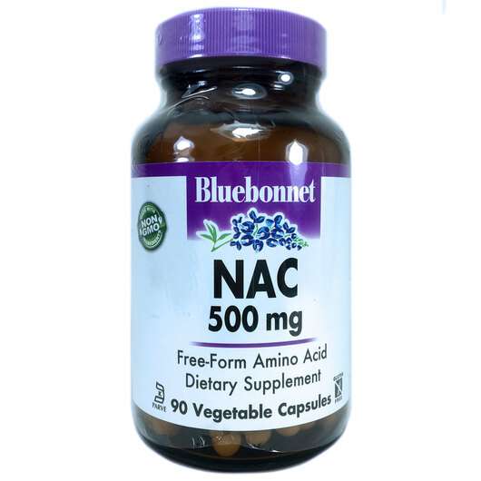 Основне фото товара Bluebonnet, NAC 500 mg, NAC N-ацетилцистеїн 500 мг, 90 капсул