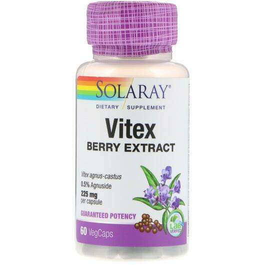 Основне фото товара Solaray, Vitex Berry Extract 225 mg, Авраамове дерево 225 мг, ...