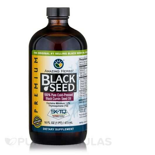 Основное фото товара Amazing Herbs, Масло Черного Тмина, Premium Black Seed Oil, 47...