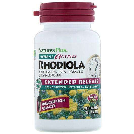 Основне фото товара Natures Plus, Herbal Actives Rhodiola Extended Release 1000 mg...
