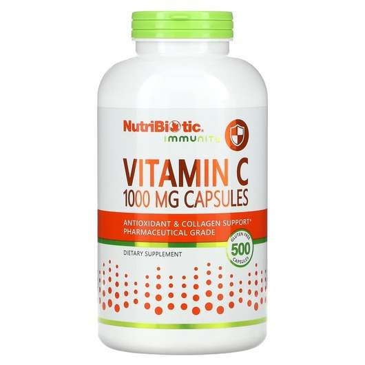 Основне фото товара NutriBiotic, Immunity Vitamin C 1000 mg, Вітамін C, 500 капсул
