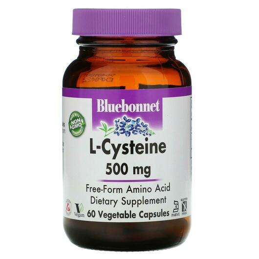 Основне фото товара Bluebonnet, L-Cysteine 500 mg, L-цистеїн 500 мг, 60 капсул