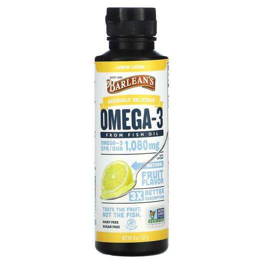 Основне фото товара Barlean's, Omega 3 from Fish Oil Lemon Creme 1080 mg, Омега 3,...