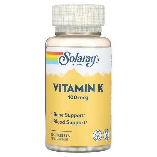 Основне фото товара Solaray, Vitamin K1 100 mcg, Витамин K1 100 мкг, 100 таблеток