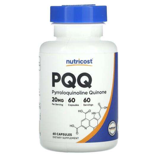 Основне фото товара Nutricost, PQQ 20 mg, Пірролохінолінхінон, 60 капсул