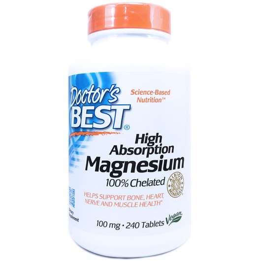 Основное фото товара Doctor's Best, Хелатный Магний 100 мг, Magnesium 100% Chelated...