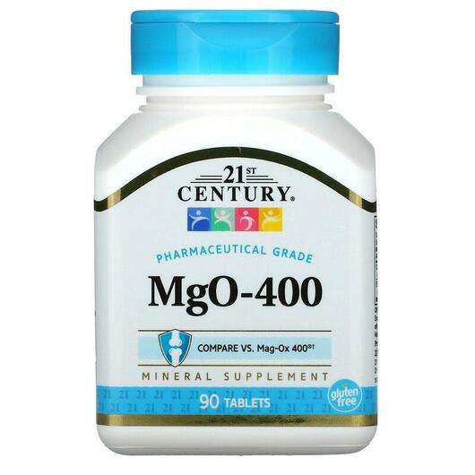 Основне фото товара 21st Century, MgO Magnesium Oxide 400 mg, Магній 400 мг, 90 та...