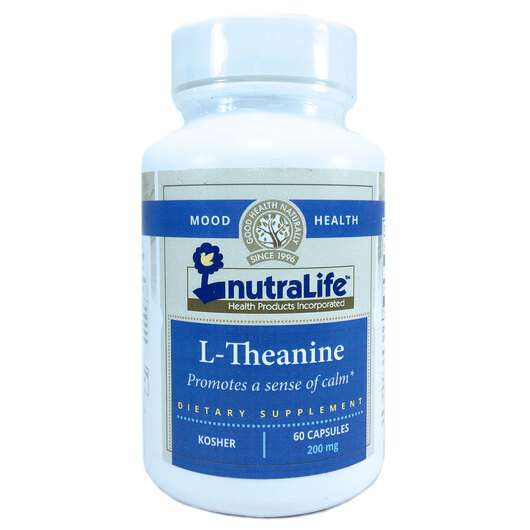 Основне фото товара NutraLife, L-Theanine 200 mg, L-Теанін 200 мг, 60 капсул