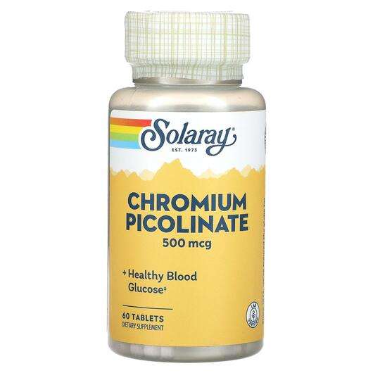 Основне фото товара Solaray, Chromium Picolinate 500 mcg, Хром, 60 таблеток