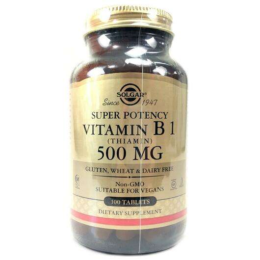 Основне фото товара Solgar, Vitamin B1, Вітамін В1 тіамін 500 мг, 100 таблеток