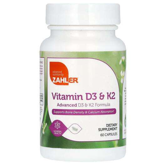 Основне фото товара Zahler, Vitamin D3 & K2, Вітаміни D3 K2, 60 капсул