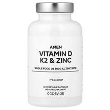 Вітаміни D3 K2 Amen Vitamin D K2 & Zinc CodeAge 60 капсул