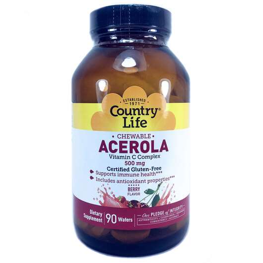 Основное фото товара Country Life, Ацерола с C 500 мг, Acerola, 90 конфет