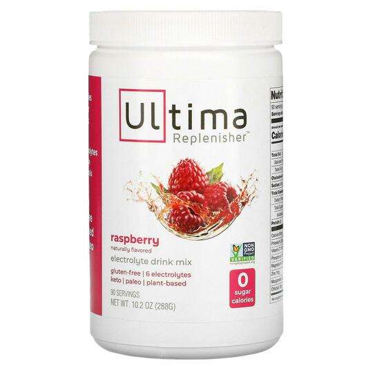 Основне фото товара Ultima Replenisher, Electrolyte Powder Raspberry, Електроліти ...