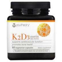 Youtheory, Витамины D3 + K2, K2D3 Essential Daily Vitamins, 60...