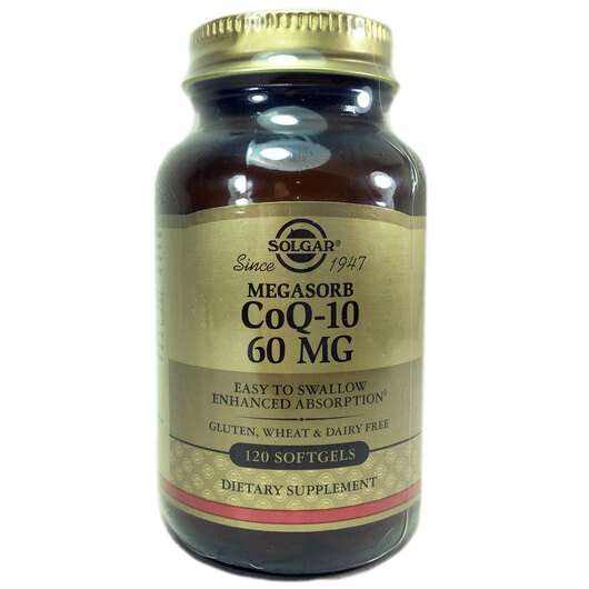 Основне фото товара Solgar, Megasorb CoQ-10, Мегасорб 60 мг, 120 капсул
