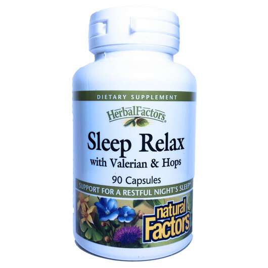 Основне фото товара Natural Factors, Sleep Relax with Valerian & Hops, Валеріа...