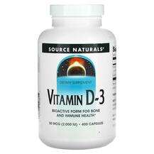 Source Naturals, Vitamin D-3 50 mcg 2000 IU, Вітамін D3, 400 к...