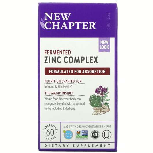 Основне фото товара New Chapter, Fermended Zinc Complex, Ферментований Цинк, 60 та...