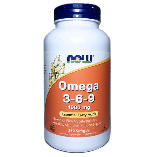 Основне фото товара Now, Omega 3-6-9 1000 mg, Омега 3-6-9 1000 мг, 250 капсул