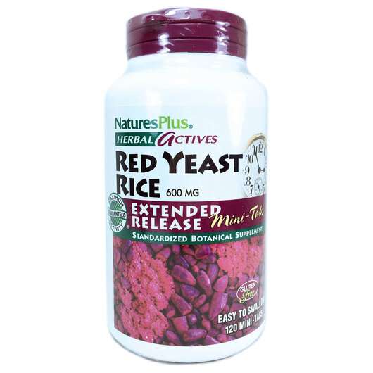 Основне фото товара Natures Plus, Herbal Actives Red Yeast Rice 600 mg, Червоний д...