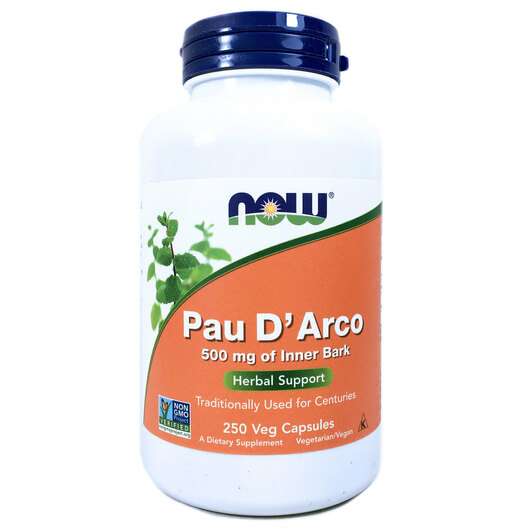 Основне фото товара Now, Pau D'Arco 500 mg, Кора мурашиного дерева, 250 капсул