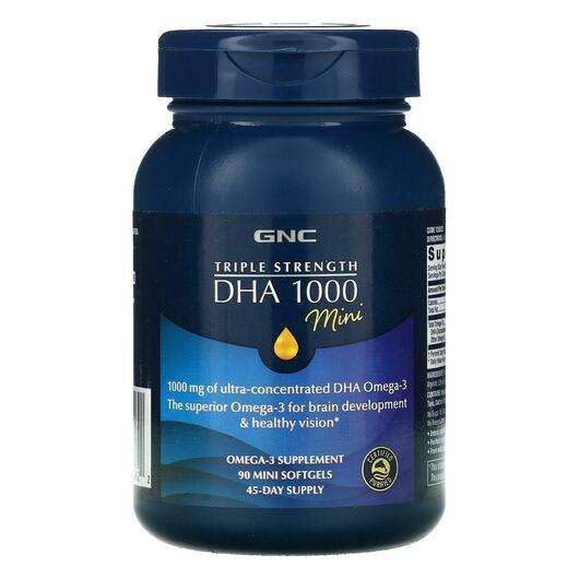 Основне фото товара GNC, Triple Strength DHA 1000 Mini 1000 mg, ДГК, 90 капсул