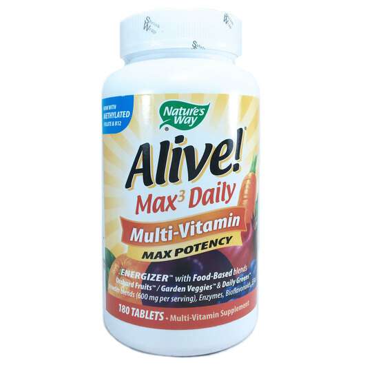 Основное фото товара Nature's Way, Мультивитамины, Alive! Max3 Max Daily, 180 таблеток