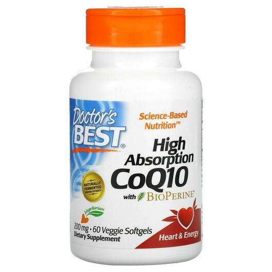 Основне фото товара Doctor's Best, CoQ10 200 mg, Коензим CoQ10 200 мг з Біоперіном...