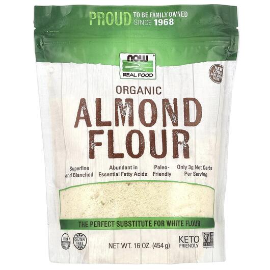 Основное фото товара NOW Foods, Мука, Real Food Organic Almond Flour Superfine, 454 г