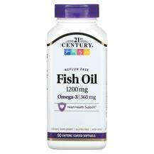 21st Century, Fish Oil Omega-3 1200 mg, Омега 3, 90 капсул