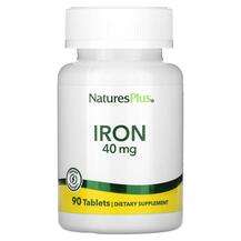 Natures Plus, Iron 40 mg, Залізо, 90 таблеток
