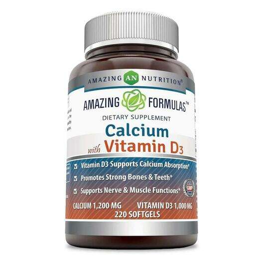 Основне фото товара Amazing Nutrition, Calcium with Vitamin D3, Кальцій з D3 &...