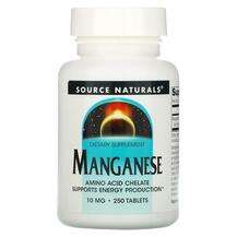 Source Naturals, Марганец 10 мг, Manganese 10 mg 250, 250 табл...