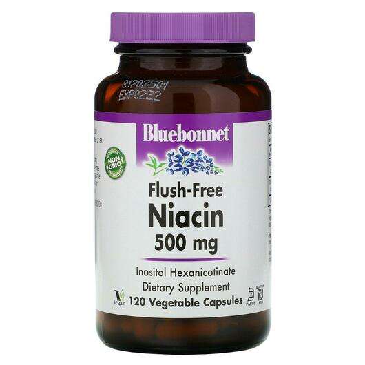 Основне фото товара Bluebonnet, Niacin 500 mg, Ніацин 500 мг, 120 капсул