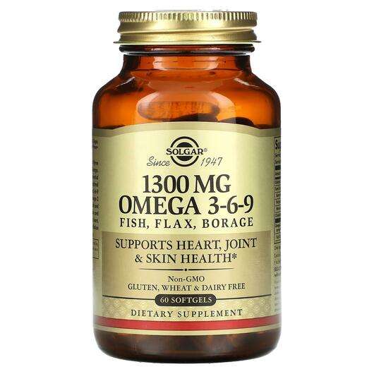 Основное фото товара Solgar, Омега 3 6 9, Omega 3-6-9 1300 mg, 60 капсул