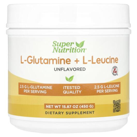 Основне фото товара L-Glutamine + L-Leucine Unflavored Основне фото товара Super Nutrition, L-Glutamine + L-Leucine Unflavored, L-Глутамін,