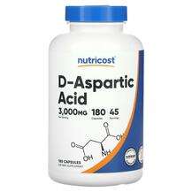Nutricost, D-Aspartic Acid 3000 mg, L-Аспартат, 180 капсул