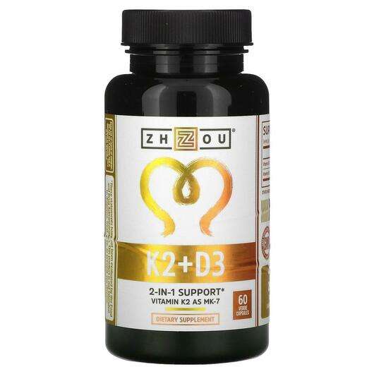 Основное фото товара Zhou Nutrition, K2 + D3 2-в-1 Поддержка, K2 + D3 2-In-1 Suppor...