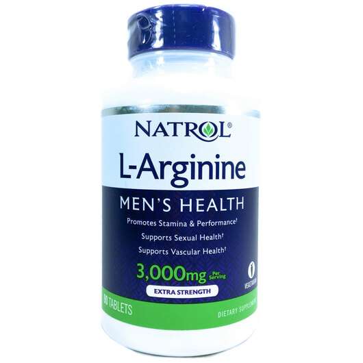 Основное фото товара Natrol, L-аргинин 3000 мг, L-Arginine 3000 mg 90, 90 таблеток