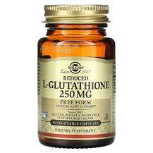 Solgar, L-Глутатион, Reduced L-Glutathione 250 mg, 30 капсул