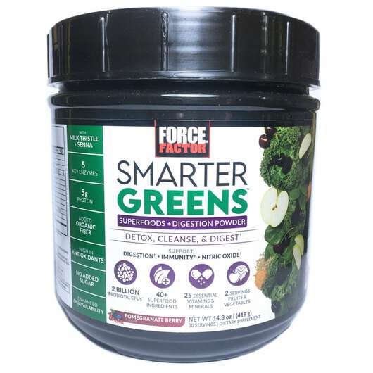 Основне фото товара Force Factor, Smarter Greens, Суперфуд, 419 г