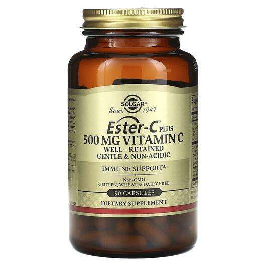 Основне фото товара Solgar, Ester-C Plus Vitamin C 500 mg, Вітамін C Естер-С, 90 к...