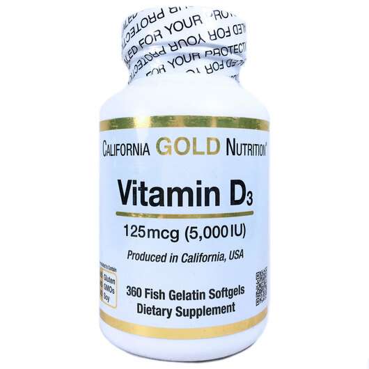 Основне фото товара California Gold Nutrition, Vitamin D3 5000 IU, Вітамін D3 125 ...