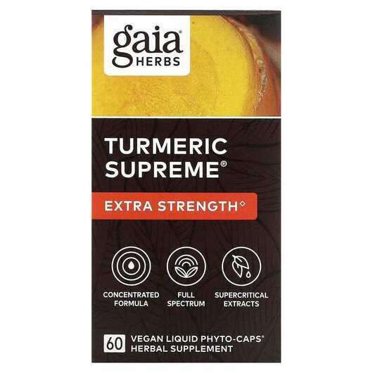 Основне фото товара Gaia Herbs, Turmeric Supreme Extra Strength, Куркума, 60 капсул