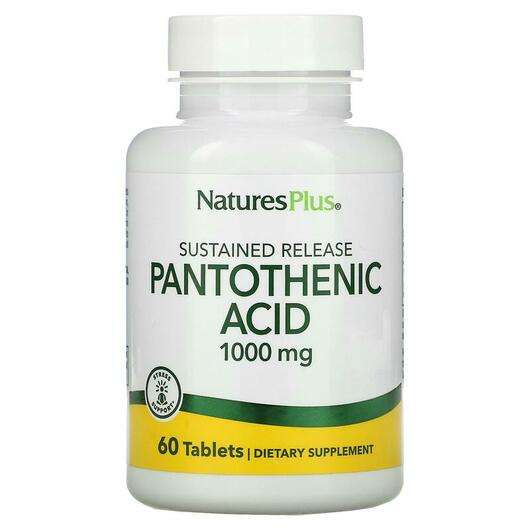 Основне фото товара Natures Plus, Pantothenic Acid 1000 mg 60, Пантотенова кислота...