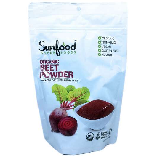 Основне фото товара Sunfood, Organic Beet Powder, Червоний буряк, 227 г
