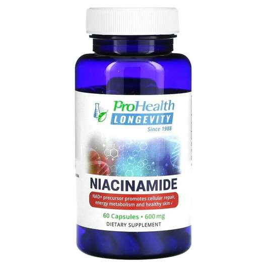 Основное фото товара ProHealth Longevity, Ниацинамид 600 мг, Niacinamide 600 mg, 60...