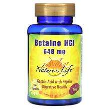Natures Life, Бетаин гидрохлорид, Betaine Hcl 648 mg, 100 капсул